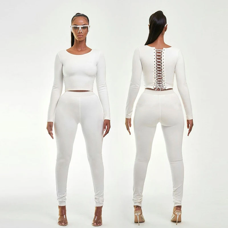 CuteNOVA K21ST430 2021 Autumn New Bandage Lace Up Outfits Jogger Long Sleeve Slim 2 Piece Set Skinny Workout Sports Suit
CuteNOVA K21ST430 2021 Autumn New Bandage Lace Up Outfits Jogger Long Sleeve Slim 2 Piece Set Skinny Workout Sports Suit