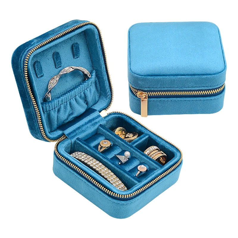Customized Earring Ring Necklace Bangle Jewellery Organizer Case Blue velvet Travel Jewelry Boxes
Customized Earring Ring Necklace Bangle Jewellery Organizer Case Blue velvet Travel Jewelry Boxes