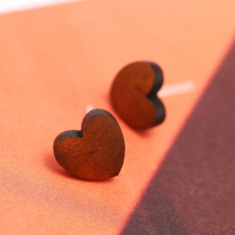 2021 Temperament Heart Brown Medical Steel Stud Earrings Cheap Laser Cut Heart Shaped Wood African Earrings, Wooden Earrings
2021 Temperament Heart Brown Medical Steel Stud Earrings Cheap Laser Cut Heart Shaped Wood African Earrings, Wooden Earrings