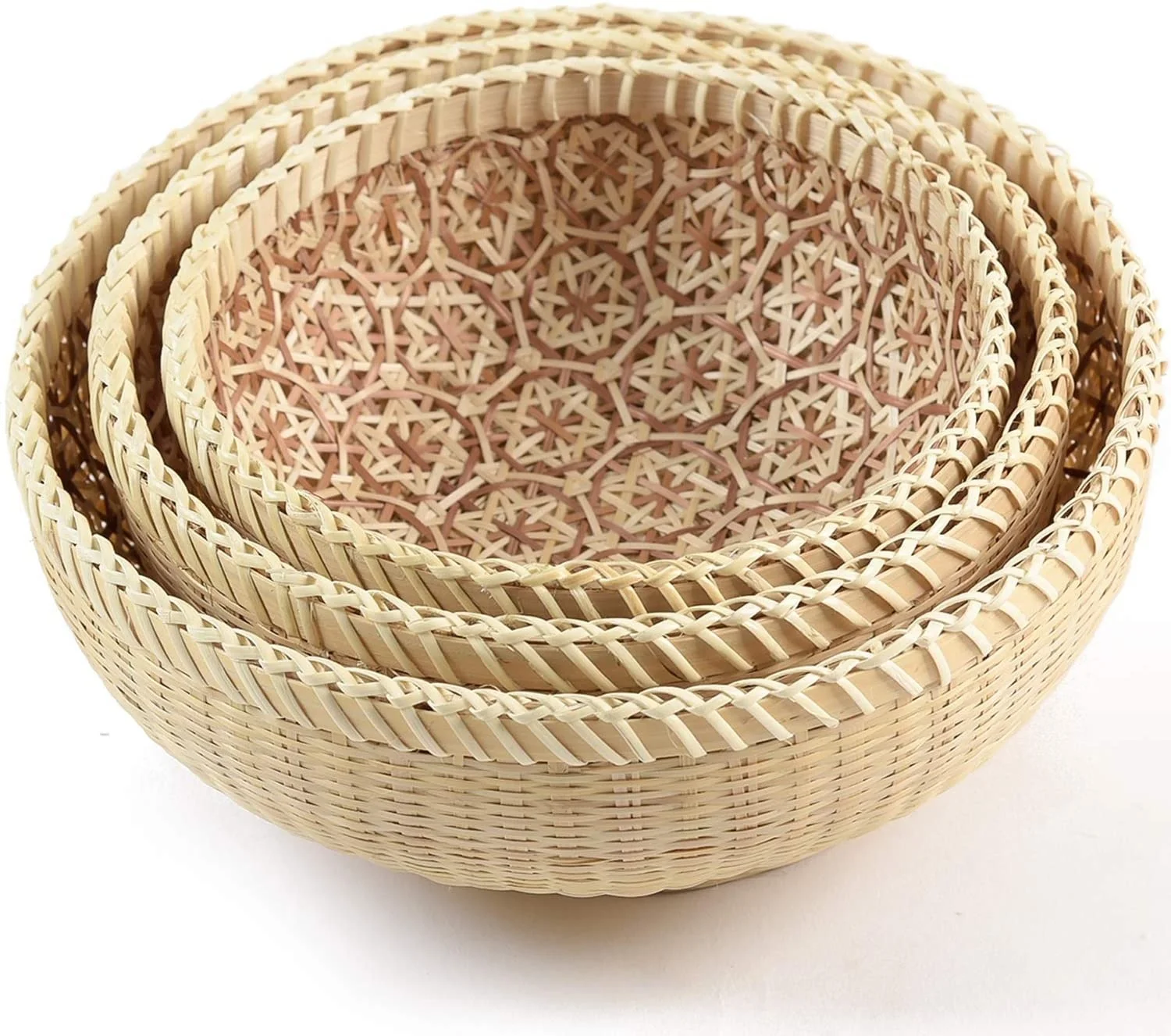 Eco Friendly Vietnam Factory Wall Hanging Baskets Lid Decor Kitchen Fruit Handwoven Set of 3 Bamboo Storage Basket, As picture 
Eco Friendly Vietnam Factory Wall Hanging Baskets Lid Decor Kitchen Fruit Handwoven Set of 3 Bamboo Storage Basket, As picture