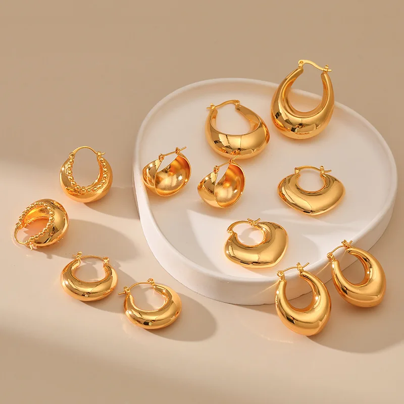 New High-end Ear Buckle Hollow 18K Real Gold Plated Earrings Fashion Hoop Metal Texture Earrings Jewelry For Women
New High-end Ear Buckle Hollow 18K Real Gold Plated Earrings Fashion Hoop Metal Texture Earrings Jewelry For Women