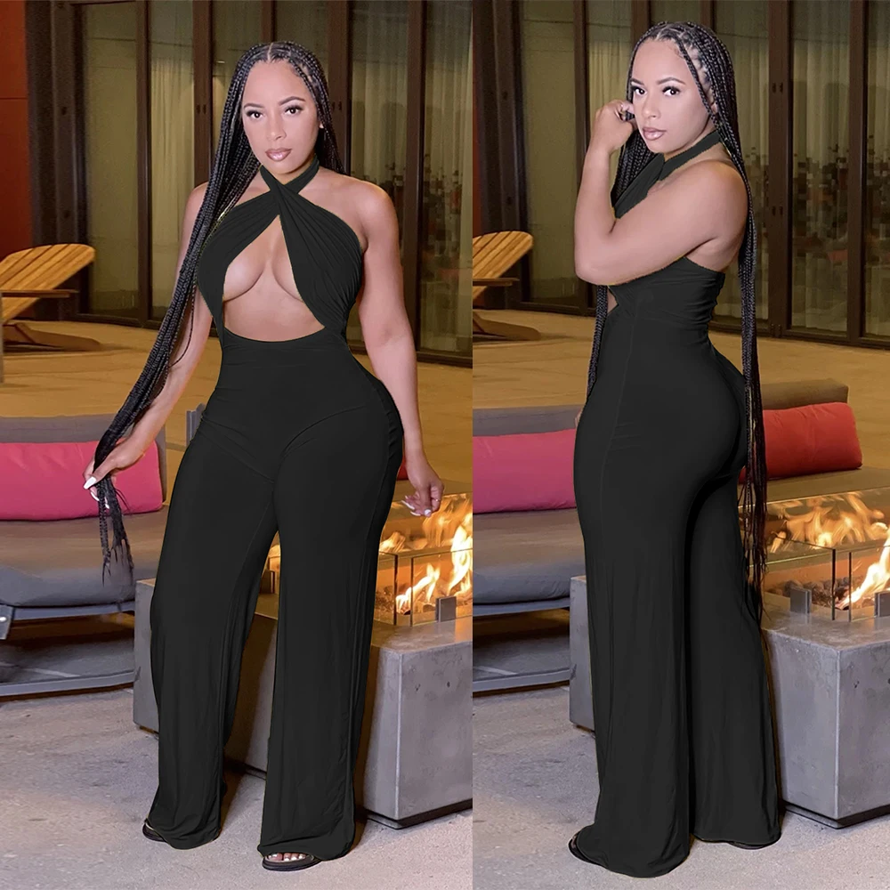 Women's casual Jumpsuit straight leg wide leg pants, Black / purple / white / yellow
Women's casual Jumpsuit straight leg wide leg pants, Black / purple / white / yellow