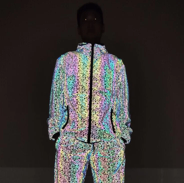visible iridescent color reflex printing men's wear rainbow light reflective jacket hip hop casual hoodie coat for evening wear, Rainbow, gray, black, pink, etc
visible iridescent color reflex printing men's wear rainbow light reflective jacket hip hop casual hoodie coat for evening wear, Rainbow, gray, black, pink, etc