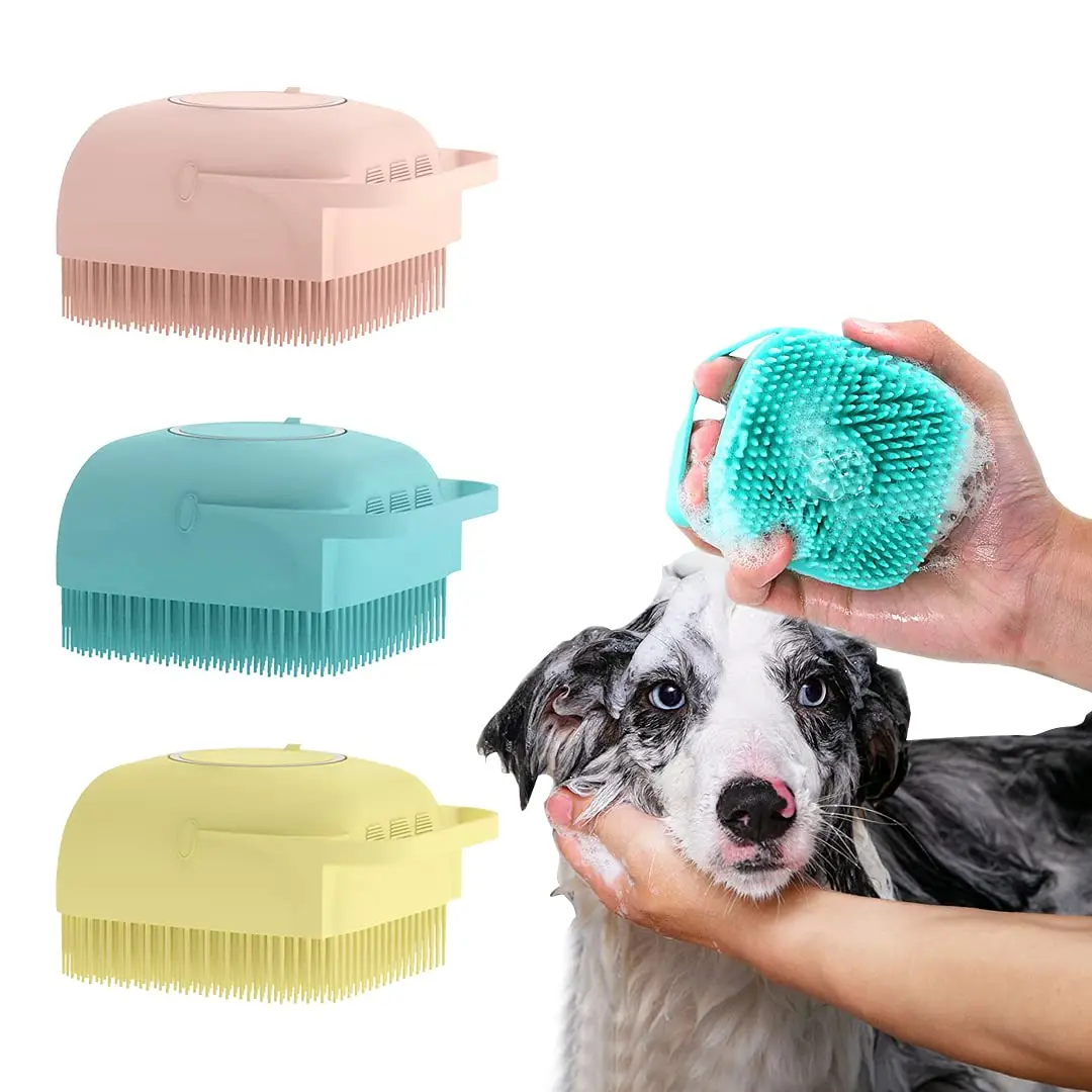 Portable Dog Bath Brush Pet Massage Brush Shampoo Dispenser Soft Silicone Brush Rubber Bristle for Dogs and Cats Shower Grooming, Purple
Portable Dog Bath Brush Pet Massage Brush Shampoo Dispenser Soft Silicone Brush Rubber Bristle for Dogs and Cats Shower Grooming, Purple