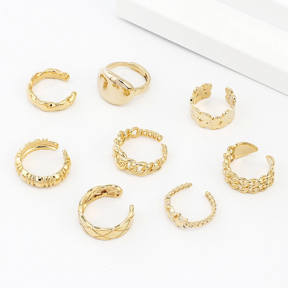Fashion trending thick chain star gold plated open women jewelry finger rings set woman
Fashion trending thick chain star gold plated open women jewelry finger rings set woman