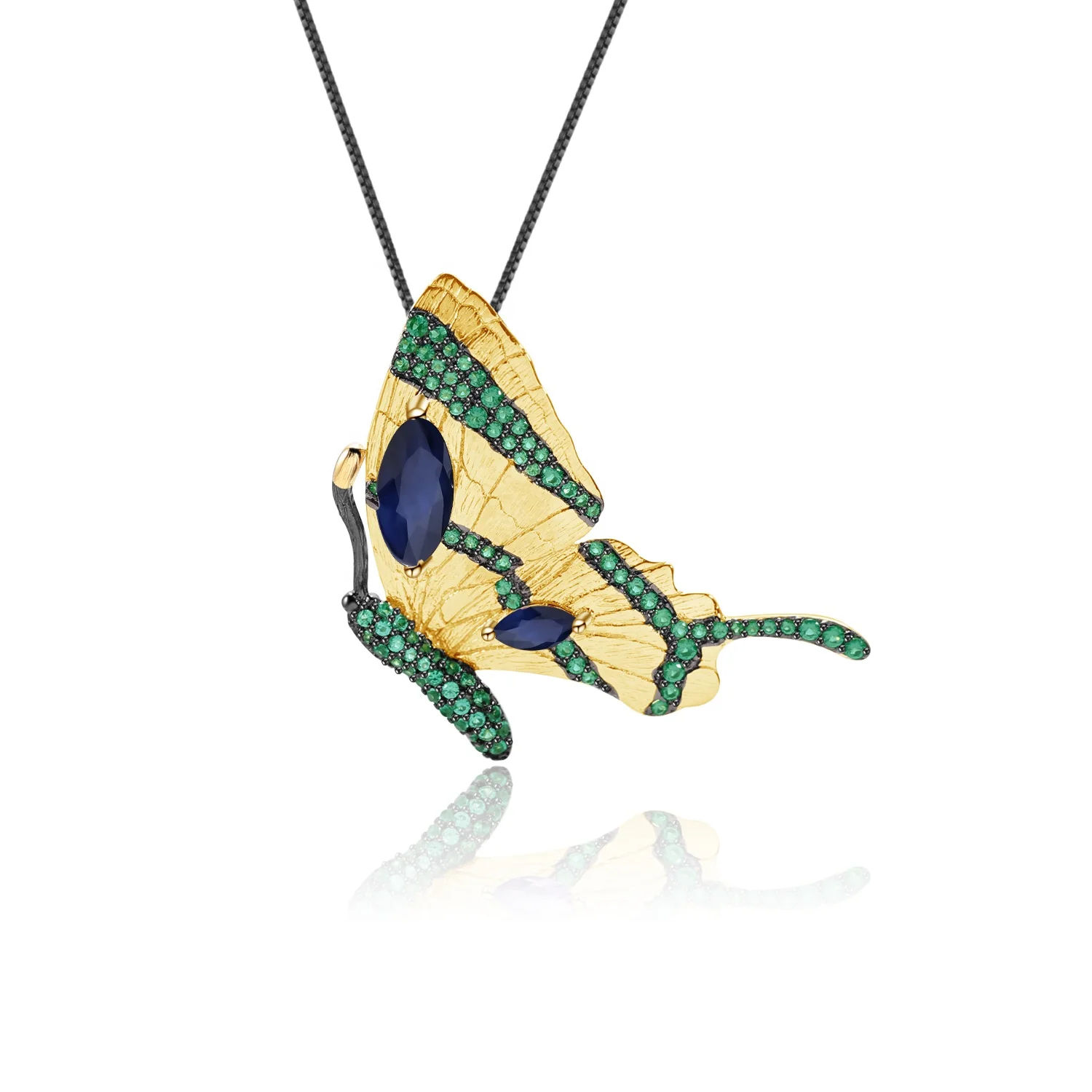 Abiding Natural Blue Sapphire 925 Sterling Silver Multiple Usages Jewellery Handmade Butterfly Pendant Gold Plated Brooch
Abiding Natural Blue Sapphire 925 Sterling Silver Multiple Usages Jewellery Handmade Butterfly Pendant Gold Plated Brooch