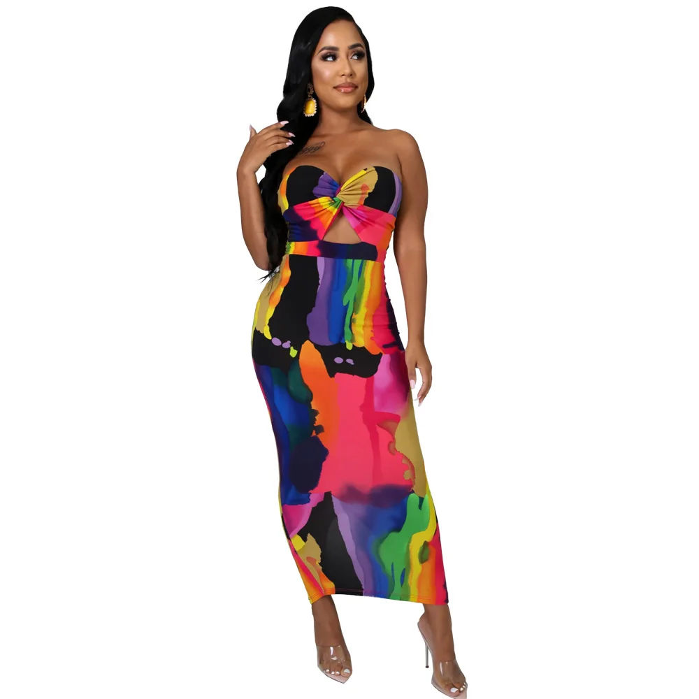2021 High Fashion sexy tight-fitting twist tie-dye dress women's wrapped chest hollow split dress
2021 High Fashion sexy tight-fitting twist tie-dye dress women's wrapped chest hollow split dress