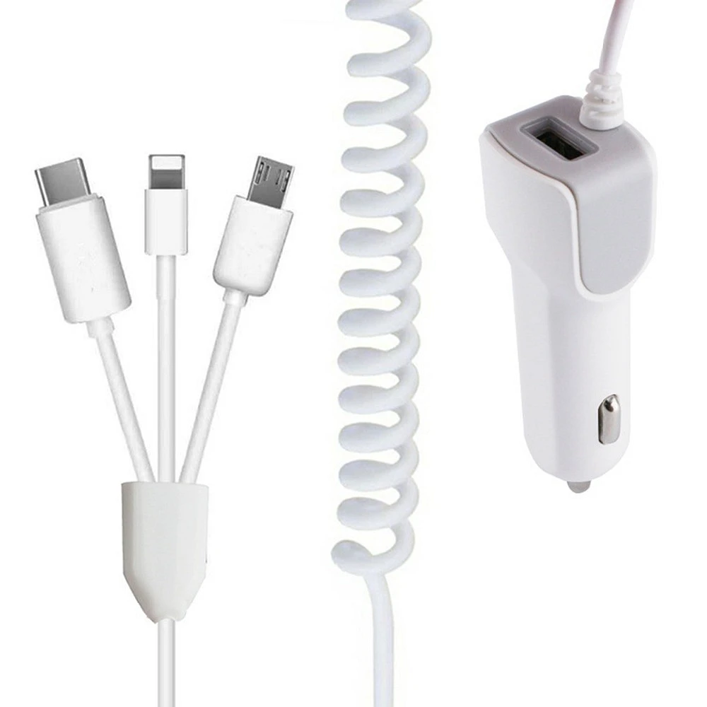 Free Shipping USB Car Charger with 3 In 1 Splitter USB Charging Cable 5V 2.1A for iPhone Micro-USB Type C Android Phones
Free Shipping USB Car Charger with 3 In 1 Splitter USB Charging Cable 5V 2.1A for iPhone Micro-USB Type C Android Phones