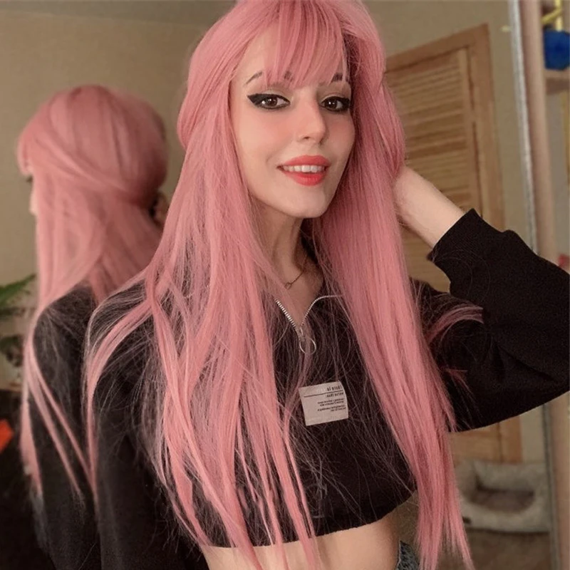 Cosplay Wig With Bangs Synthetic Straight Hair 24 Inch Long Heat-Resistant Pink Wig For Women
Cosplay Wig With Bangs Synthetic Straight Hair 24 Inch Long Heat-Resistant Pink Wig For Women