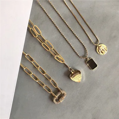 4Pcs European Punk Style Geometric Disc Rectangle Pendant Necklaces CZ Circle Heart Link Chain Necklace Set
4Pcs European Punk Style Geometric Disc Rectangle Pendant Necklaces CZ Circle Heart Link Chain Necklace Set