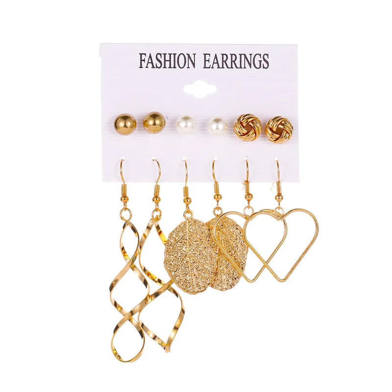 Fashion Leaves Cross Heart Hoop Earring Sets 6 Pairs Fashion Stud Earrings Set for Women, Gold
Fashion Leaves Cross Heart Hoop Earring Sets 6 Pairs Fashion Stud Earrings Set for Women, Gold