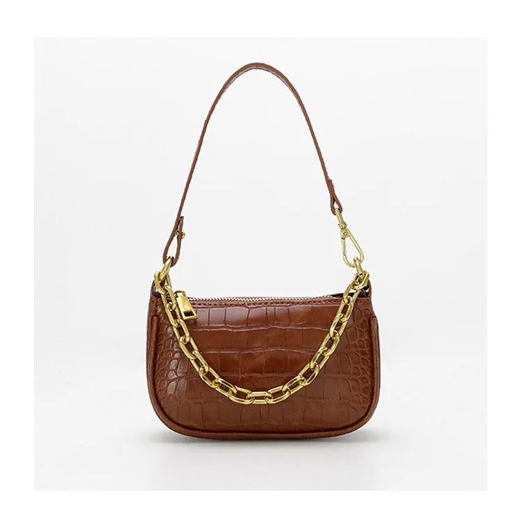 Trendy Under-arm Bag Crocodile PU leather mini shoulder bag for women with metal chain strap, Black, beige, brown
Trendy Under-arm Bag Crocodile PU leather mini shoulder bag for women with metal chain strap, Black, beige, brown