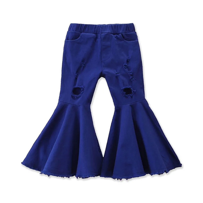 2020 New arrival blue color fashion wide leg big bottom ruffle girls fall winter pants with hole, As picture show
2020 New arrival blue color fashion wide leg big bottom ruffle girls fall winter pants with hole, As picture show