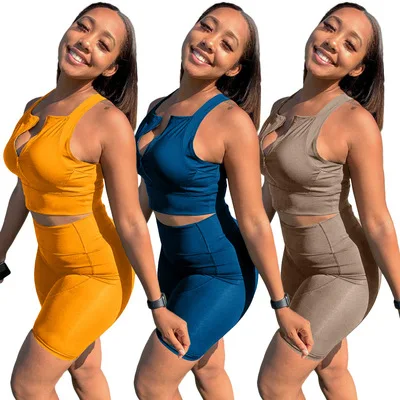 Casual Pure Color Zip-Up Cropped Top And Shorts Summer Solid Short Sets Women Summer Biker Short 2 Piece Set, Deep blue,khaki,orange
Casual Pure Color Zip-Up Cropped Top And Shorts Summer Solid Short Sets Women Summer Biker Short 2 Piece Set, Deep blue,khaki,orange