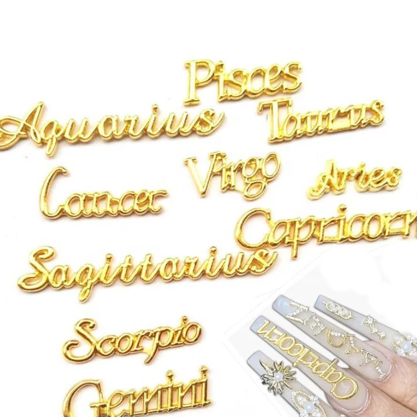 12 Pieces/Set 3D Alloy Gold Constellation Letter Shape Crystal Head Decoration Letter Charms For Nails, Picture
12 Pieces/Set 3D Alloy Gold Constellation Letter Shape Crystal Head Decoration Letter Charms For Nails, Picture