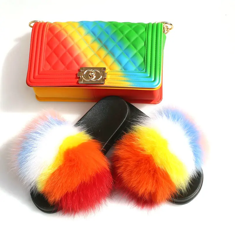 Fur House Slippers Slides Famous Brand Luxury Handbag for Woman Fashion Leather Summer women slide and Rainbow Purse Sets
Fur House Slippers Slides Famous Brand Luxury Handbag for Woman Fashion Leather Summer women slide and Rainbow Purse Sets