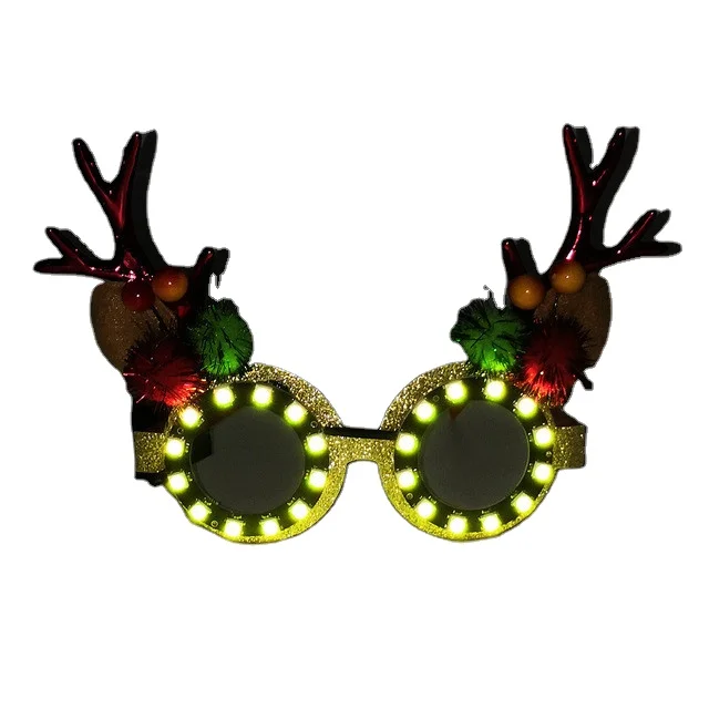 New Christmas LED flashing multicolor holiday party cartoon antlers luminous glasses
New Christmas LED flashing multicolor holiday party cartoon antlers luminous glasses