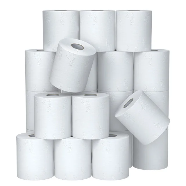 

30 rolls in stock Toilet Roll tissue paper with 100% virgin wood Pulp core Roll with Transparent PP bag packing, Bamboo color