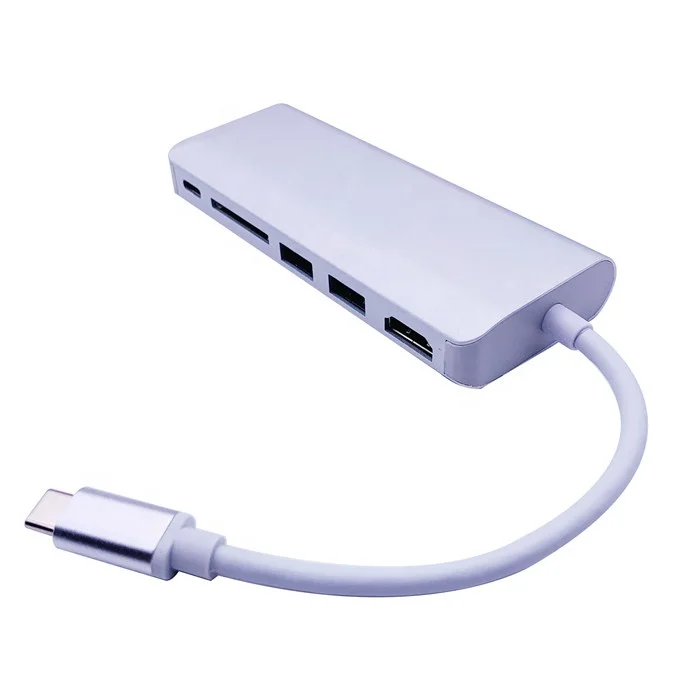 usb-c hub 6 in 1 type c to lan hdmi usb SD type c adapter for mac laptop. - ANKUX.COM