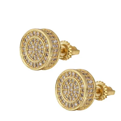 Fashion 14K Gold Iced Out Round Shape Hip Hop Earrings Jewelry Personality cubic zirconia Stud Earrings for men and women 2021
Fashion 14K Gold Iced Out Round Shape Hip Hop Earrings Jewelry Personality cubic zirconia Stud Earrings for men and women 2021