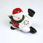 New Product Ceramic Snowman Porcelain White Dolls Indoor Christmas Decoration