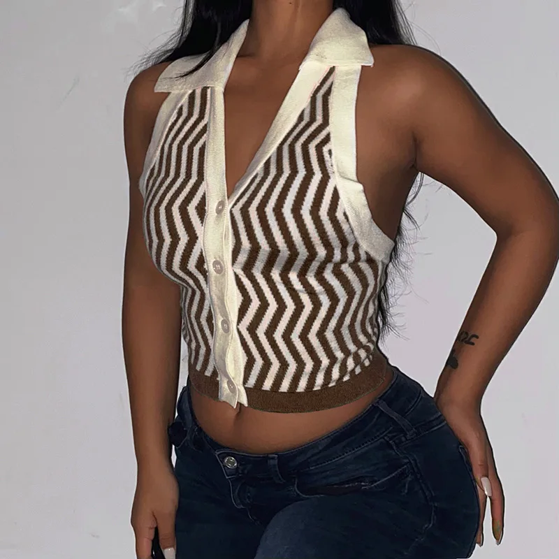Lapel collar open button corrugated jacket women's new temperament neck sweater vest, Customized color
Lapel collar open button corrugated jacket women's new temperament neck sweater vest, Customized color