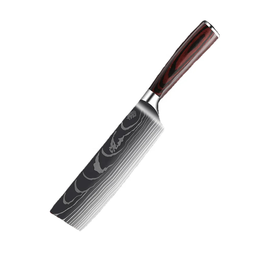 Lifting boat 7 inch Damascus pattern 9Cr18 high carbon steel Wenge wooden handle kitchen knife Chinese chef knife Butcher knife
Lifting boat 7 inch Damascus pattern 9Cr18 high carbon steel Wenge wooden handle kitchen knife Chinese chef knife Butcher knife