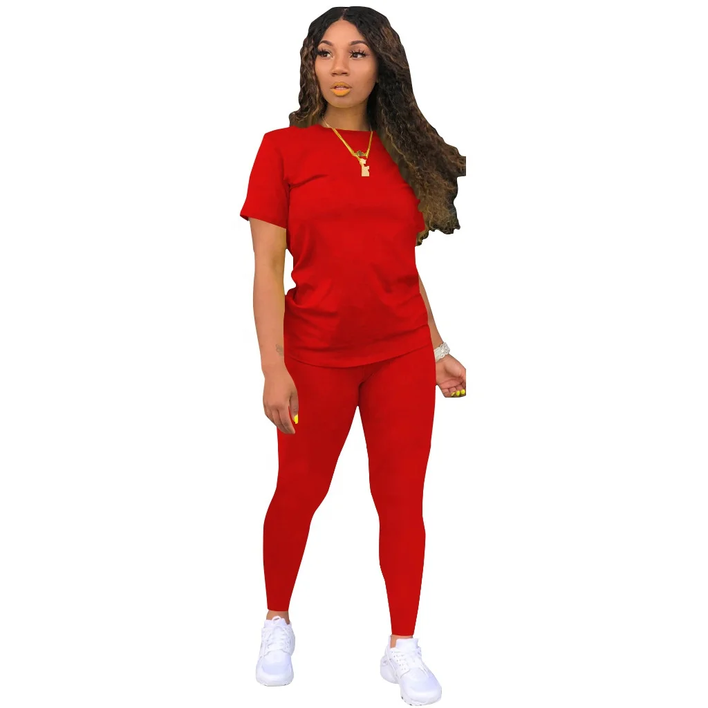 Summer Women Tracksuit Casual Solid Color Short Sleeve T-shirt Trousers 2 Pieces Set, Picture
Summer Women Tracksuit Casual Solid Color Short Sleeve T-shirt Trousers 2 Pieces Set, Picture