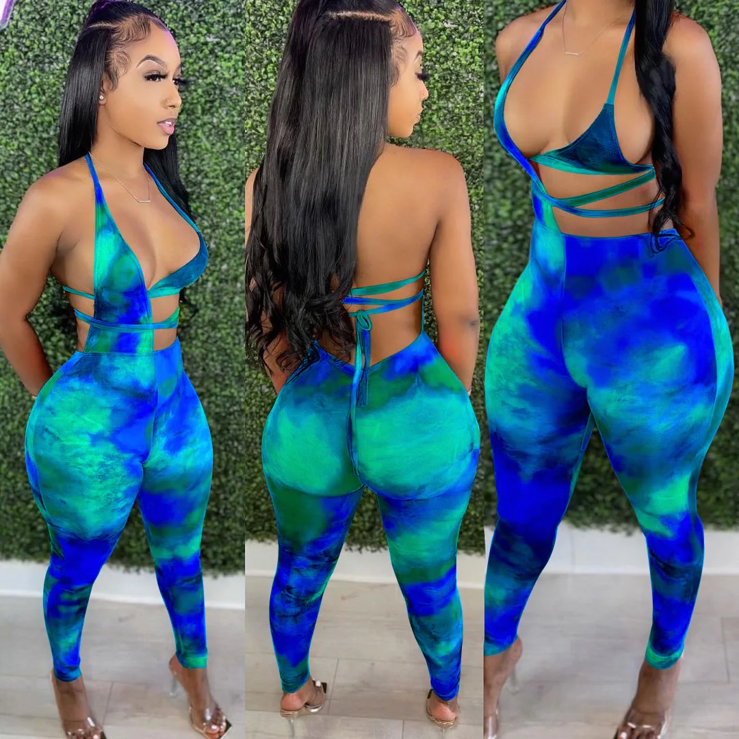 New arrivals hollow out sexy club wear outfits printed skinny halter bra women two piece set tiedye jumpsuits
New arrivals hollow out sexy club wear outfits printed skinny halter bra women two piece set tiedye jumpsuits