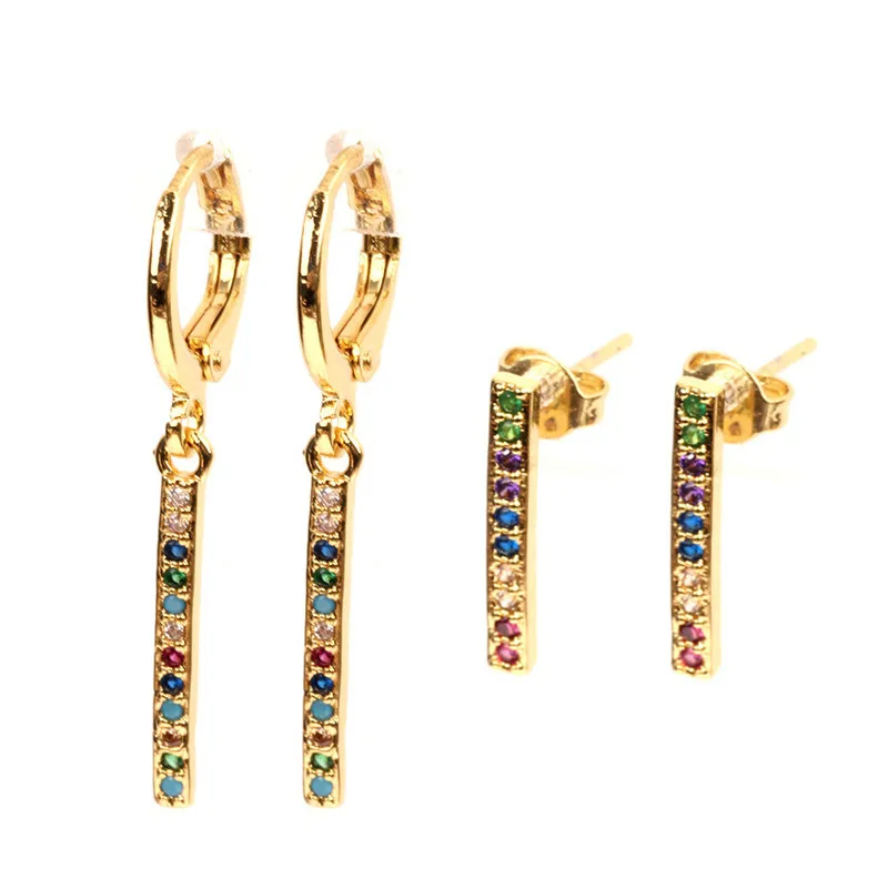 classic long bar drop earrings set Fashion colorful cubic zirconia stud earrings for women party wedding jewelry
classic long bar drop earrings set Fashion colorful cubic zirconia stud earrings for women party wedding jewelry