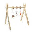 Sports Toy Baby Toys Gym Eco-friendly Pine Wooden Baby Play Activity Gym Frame with 3 Teething Toys