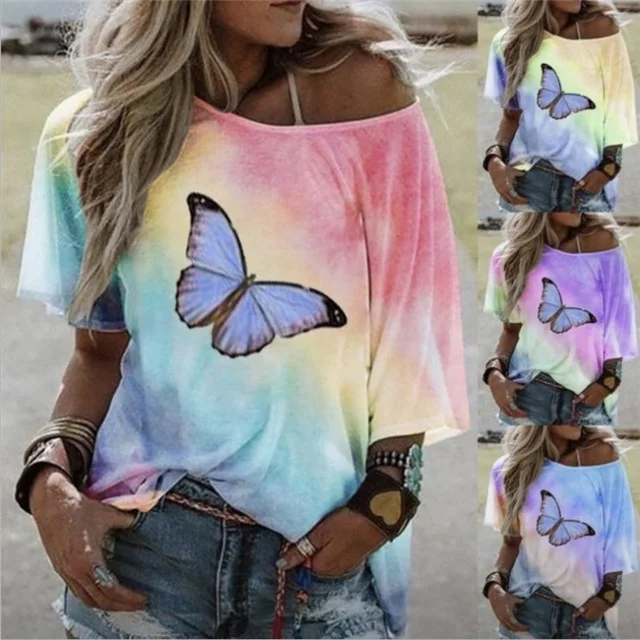 2021 Women's Plus Size Top Fashion Loose Butterfly Gradient Print Short-sleeved T-shirt, Picture color
2021 Women's Plus Size Top Fashion Loose Butterfly Gradient Print Short-sleeved T-shirt, Picture color