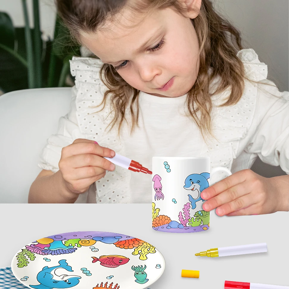 Panda Juniors DIY Ceramic Mug and Plate Set With 3 Matching Pens Toys For Kids porcelain painting plate, Whie
Panda Juniors DIY Ceramic Mug and Plate Set With 3 Matching Pens Toys For Kids porcelain painting plate, Whie
