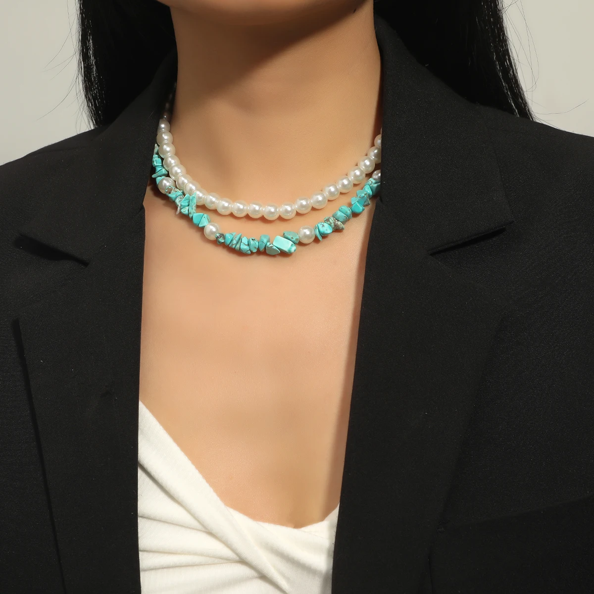 Best Selling Colorful Natural Turquoise Stone Double Layer Necklace Bohemian Pearl Beaded necklace, Picture
Best Selling Colorful Natural Turquoise Stone Double Layer Necklace Bohemian Pearl Beaded necklace, Picture