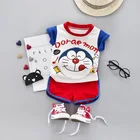 cheap china yiwu wholesale clothing boys summer shorts sets lovely boys clothes setsDoraemon pattern kids clothing boy