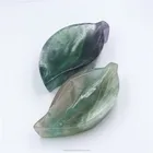 Hand carved healing reiki rainbow fluorite folk crafts leaf shaped singing bowl for decoration