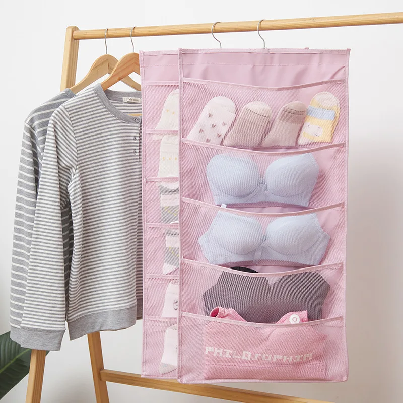 Foldable Double-sided Storage Underwear Socks Bra Organizer Hanging Storage Bag, Pink,blue,gray,apricot
Foldable Double-sided Storage Underwear Socks Bra Organizer Hanging Storage Bag, Pink,blue,gray,apricot