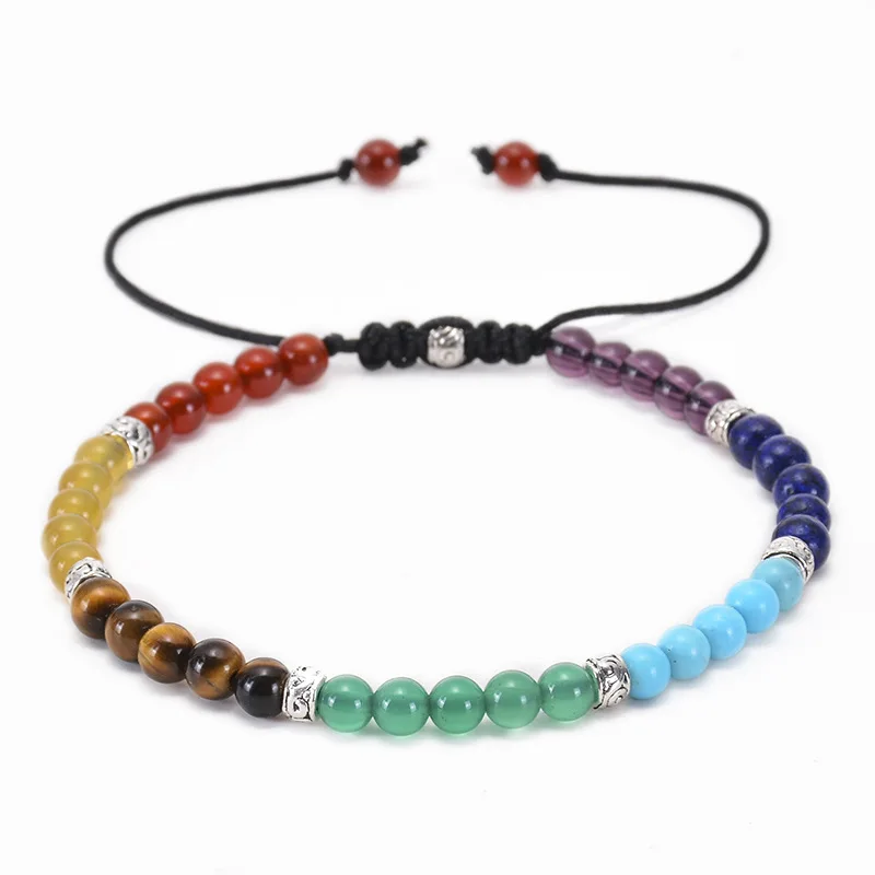 4MM Color Natural Bead Charm Bracelet Handmade Jewelry Natural Stone Adjustable Rope 7 Chakra Bracelet
4MM Color Natural Bead Charm Bracelet Handmade Jewelry Natural Stone Adjustable Rope 7 Chakra Bracelet