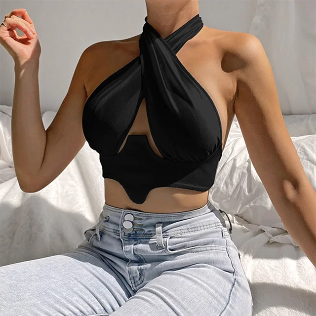 Sporty Cross Solid Color Modern Fashion Halter Tank Tops Woman Clothing Women's Summer Corset Crop Top Women, Black,white
Sporty Cross Solid Color Modern Fashion Halter Tank Tops Woman Clothing Women's Summer Corset Crop Top Women, Black,white