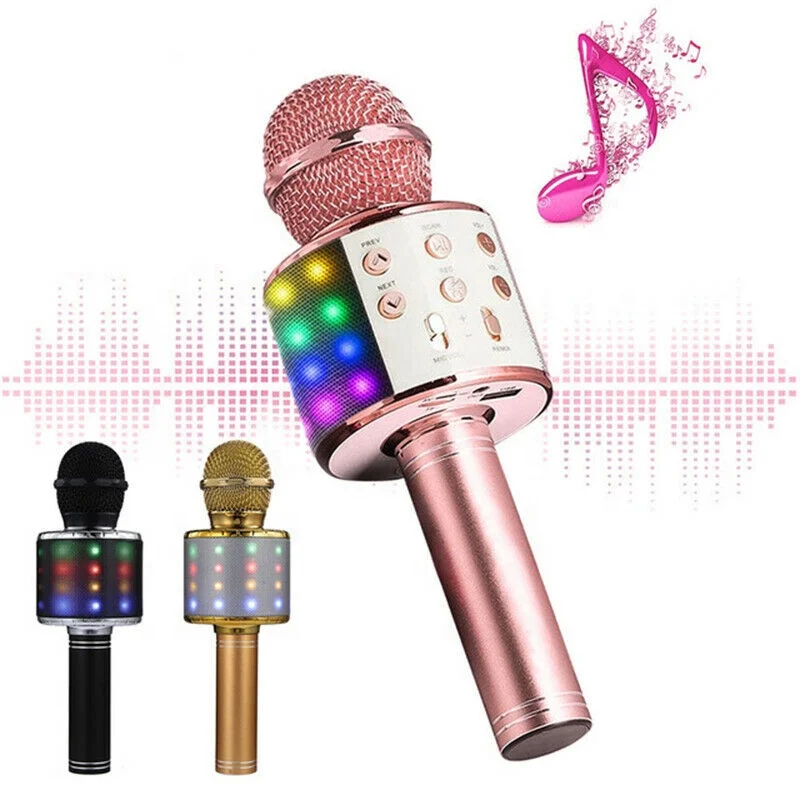 Smart Karaoke Microphone with Multi-color LED Lights 4 in 1 Wireless Handheld Mic Bluetooth-connect, As shown
Smart Karaoke Microphone with Multi-color LED Lights 4 in 1 Wireless Handheld Mic Bluetooth-connect, As shown