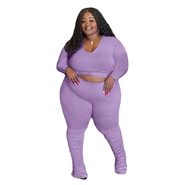 F22193A Autumn And Winter Women Plus Size Sets Long Sleeve Pure Color Casual Plus Size Two Piece Sets, Purple
F22193A Autumn And Winter Women Plus Size Sets Long Sleeve Pure Color Casual Plus Size Two Piece Sets, Purple