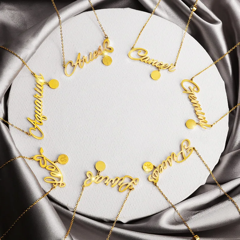INS HOT Custom Letter 18K Gold Necklace 12 Zodiac Stainless Steel Wear Resistant Choker Necklace Jewelry For Women, As picture
INS HOT Custom Letter 18K Gold Necklace 12 Zodiac Stainless Steel Wear Resistant Choker Necklace Jewelry For Women, As picture