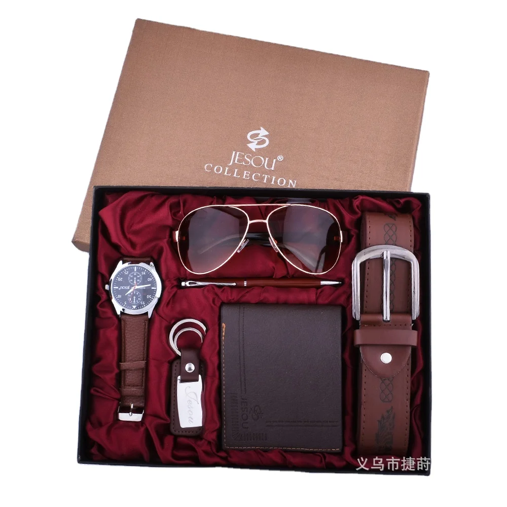 Surprise Gift Set For Men 6PCS Fashion Quartz Watch Set with Sunglasses Pen Wallet Belt Key Chain Luxury Watches Set for Husband
Surprise Gift Set For Men 6PCS Fashion Quartz Watch Set with Sunglasses Pen Wallet Belt Key Chain Luxury Watches Set for Husband