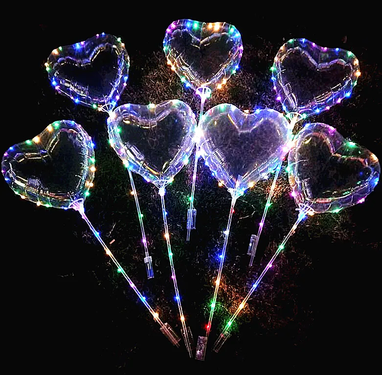 decorations and gift for him or her heart bobo balloon with led