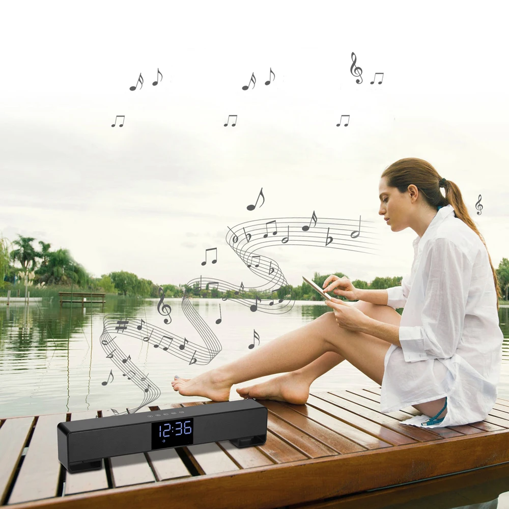 GAS-8010 Wireless Bluetooth Speaker Soundbar TV 10W Portable Mini Sound Box Music Loudspeaker Home theater Alarm AUX Radio FM - ANKUX.COM