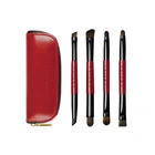 Customize Private Label Red Travel Powder Foundation Eye Make Up Brushes Kit in PU Bag Makeup Brush Set