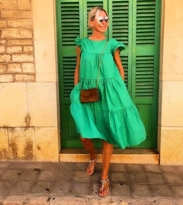 Vintage Dress Summer Women O-Neck Floral Print Casual Loose Elegant A-Line Fashion Ladies Party Dress Baggy Beach Vestidos, Shown
Vintage Dress Summer Women O-Neck Floral Print Casual Loose Elegant A-Line Fashion Ladies Party Dress Baggy Beach Vestidos, Shown