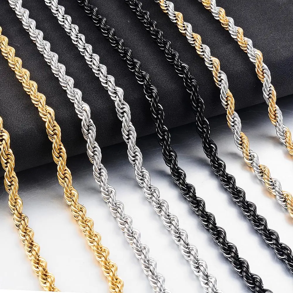 Hot Selling Gold/Silver/Black Stainless Steel Rope Chain for Men Women Rapper Hip Hop Jewelry 1 Piece, Silver/gold/black
Hot Selling Gold/Silver/Black Stainless Steel Rope Chain for Men Women Rapper Hip Hop Jewelry 1 Piece, Silver/gold/black
