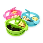 Benhaida Divided Plate Suction Toddler Feeding Silicone Baby Bowl with Lid and Drinking Straw