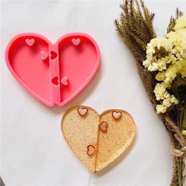 B370 Free Sample New Products DIY Shiny Resin Sweethearts Charm 2 Pcs Heart Silicone Keychain Mold
B370 Free Sample New Products DIY Shiny Resin Sweethearts Charm 2 Pcs Heart Silicone Keychain Mold